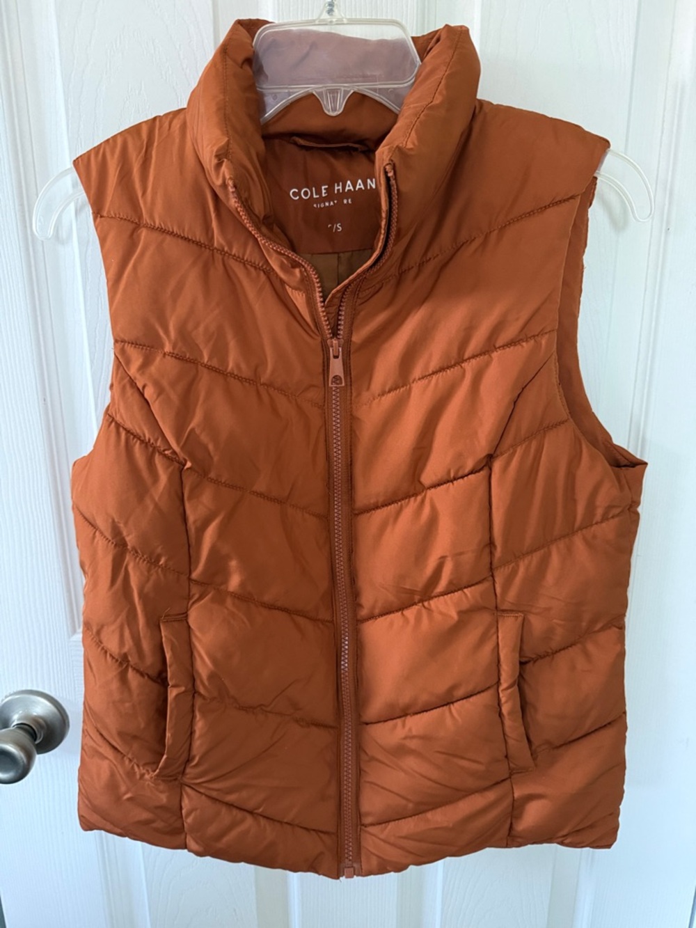 Cole Haan Burnt Orange Quilted Puffer Vest
